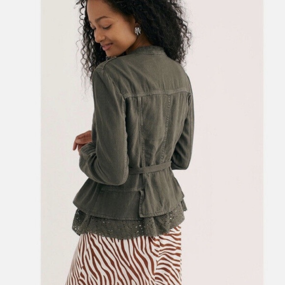Free People Military Style Jacket in Olive - Picture 3 of 12